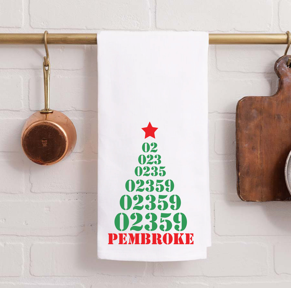 Zip Code Star Tree Tea Towel