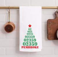Zip Code Star Tree Personalized Tea Towel