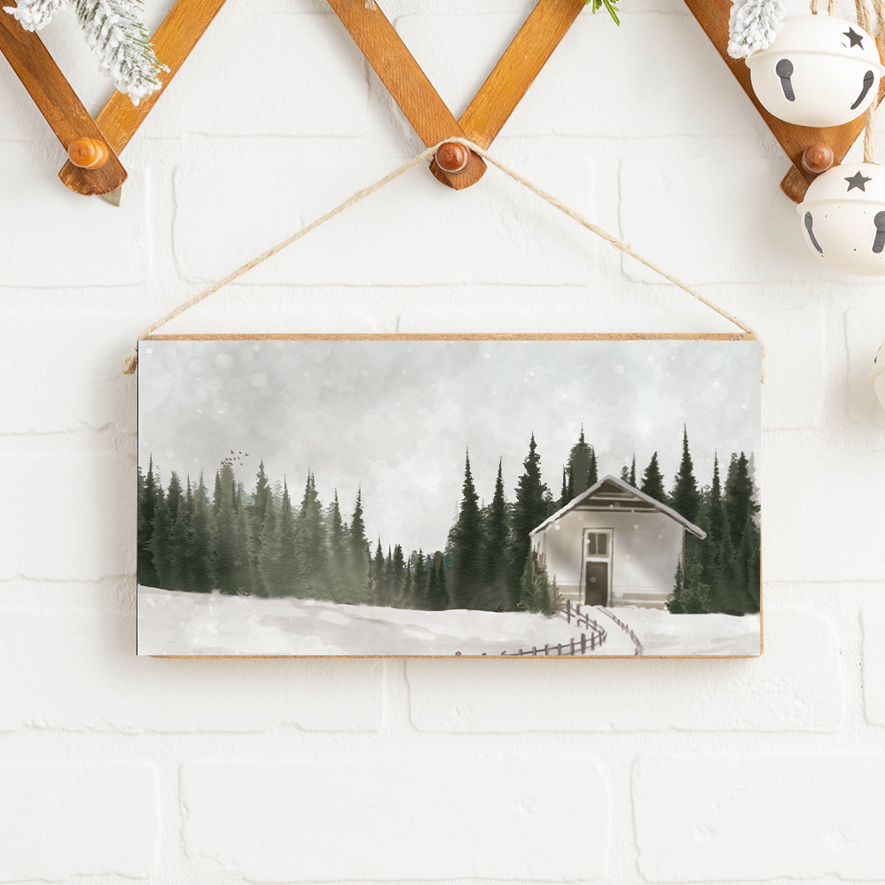 Winter Scene Twine Hanging Sign