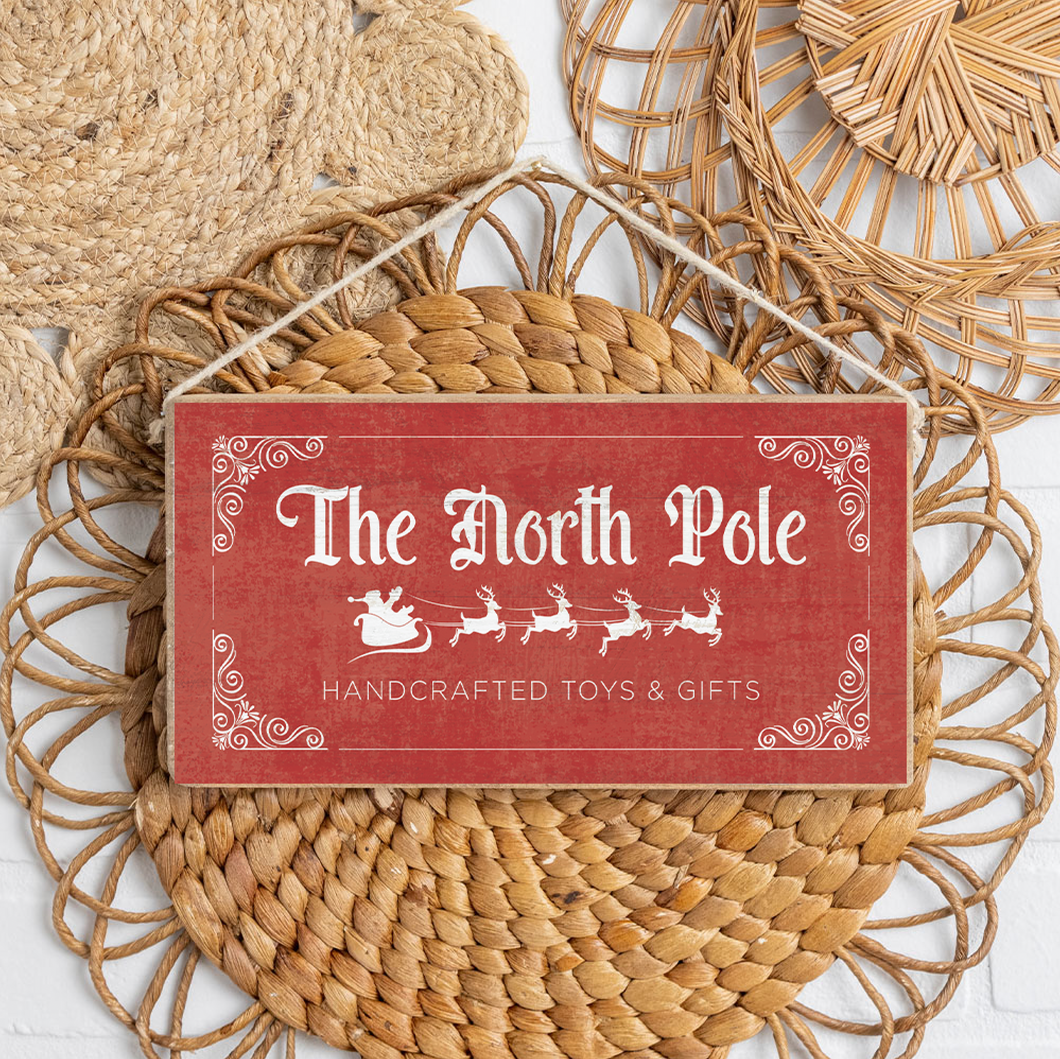 The North Pole Twine Hanging Sign