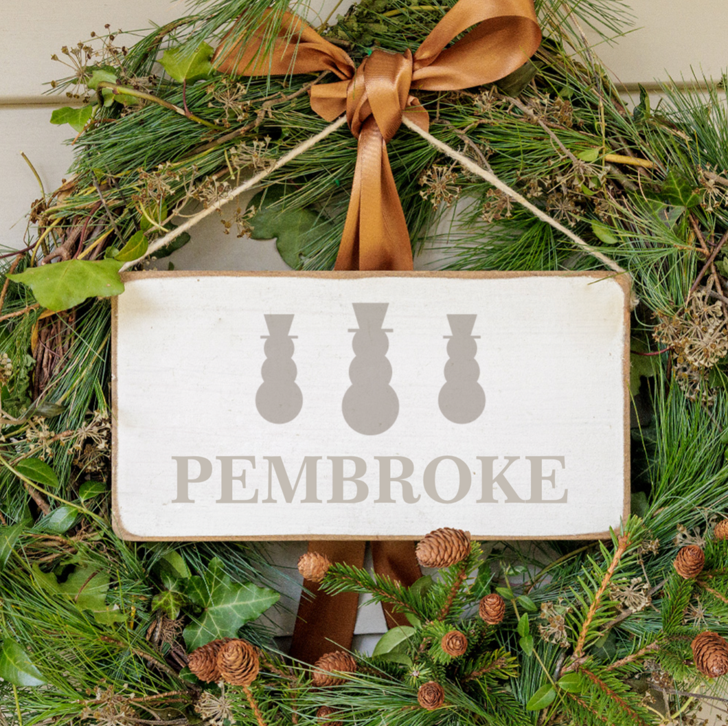 Personalized Snowmen Twine Hanging Sign