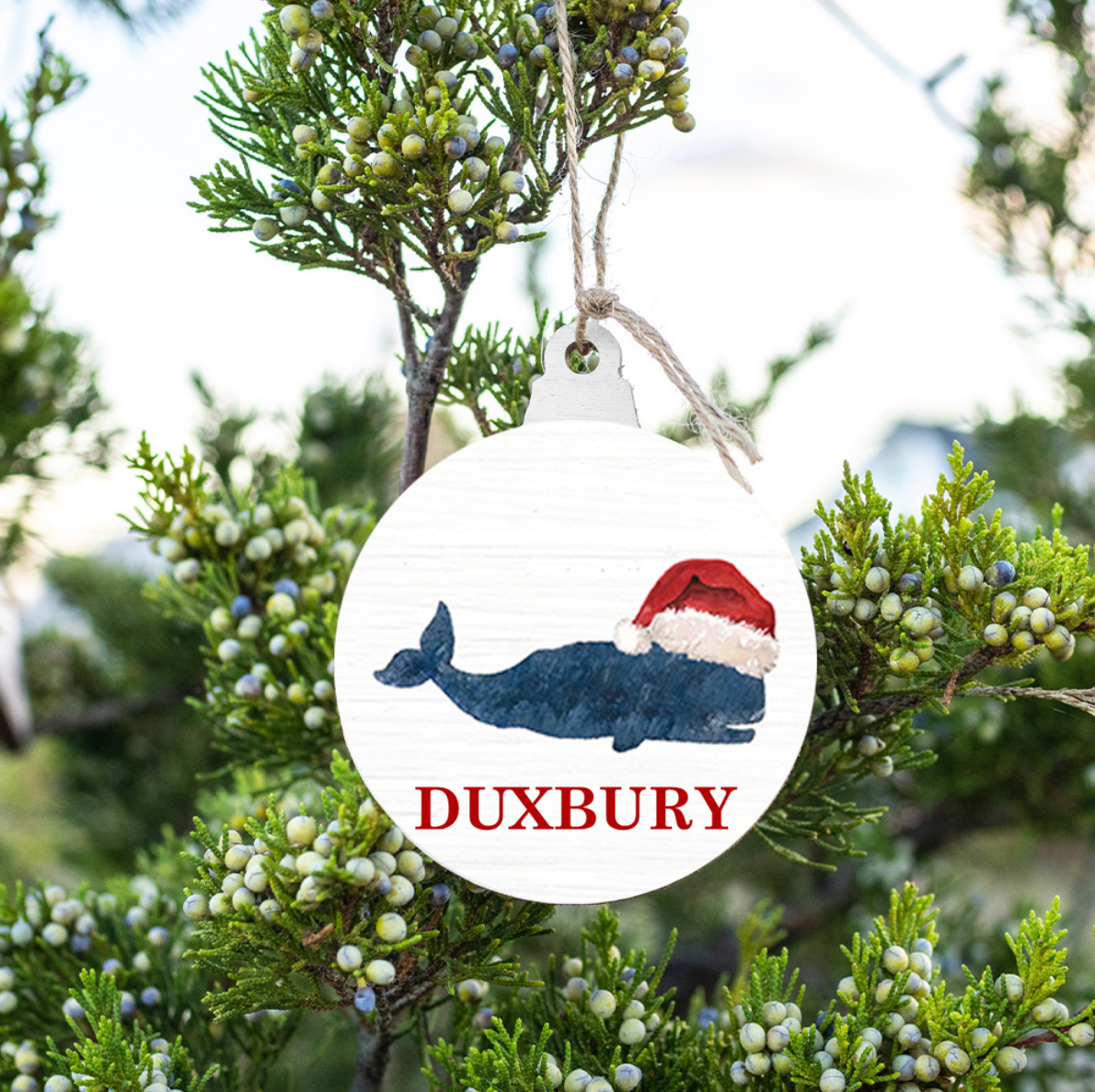 Personalized Santa Whale Bulb Ornament