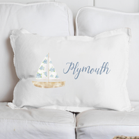 Hydrangea Sail Boat Personalized Lumbar Pillow