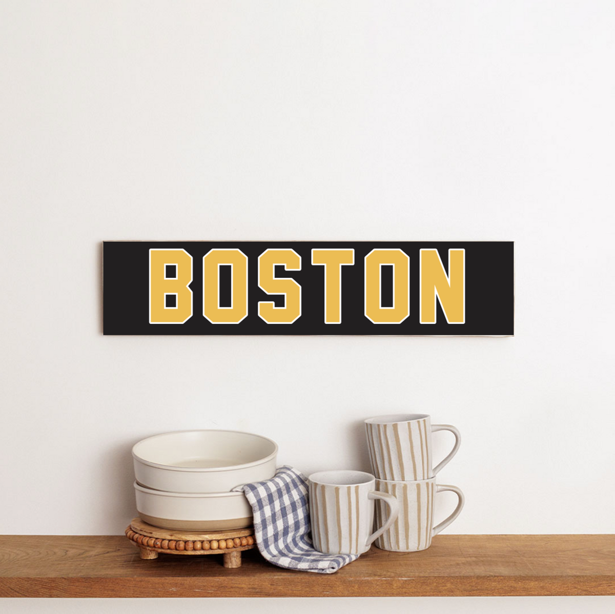 Black and Gold Boston Personalized Barnwood Sign