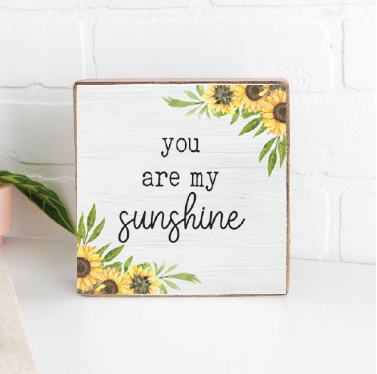 Sunflower Sunshine Wood Block