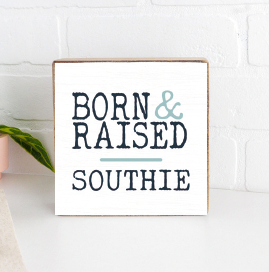 Born & Raised Personalized Wood Block
