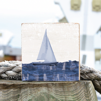 Indigo Sailboat Square Block Sign