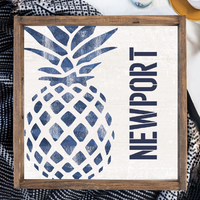 Indigo Pineapple Personalized Wooden Serving Tray
