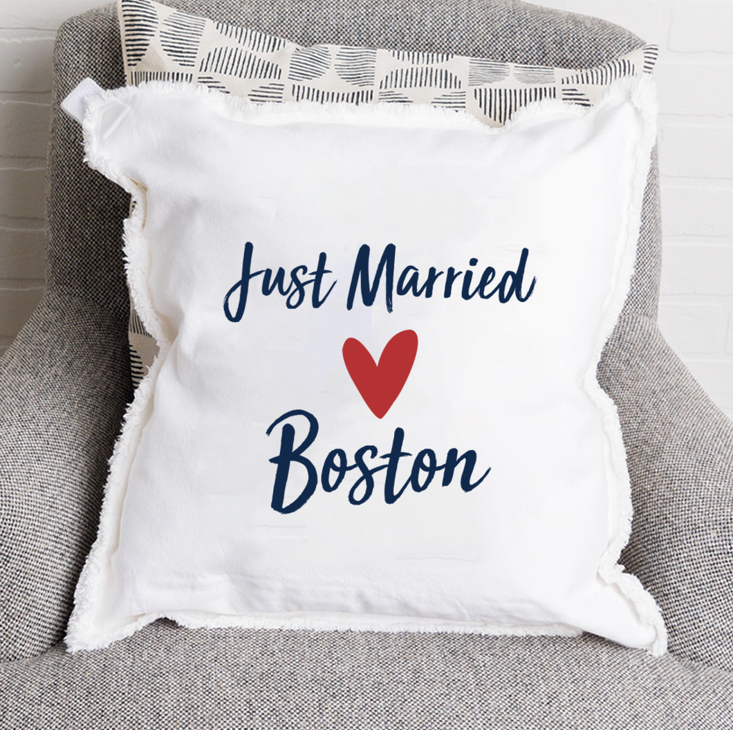 Personalized Just Married Square Pillow