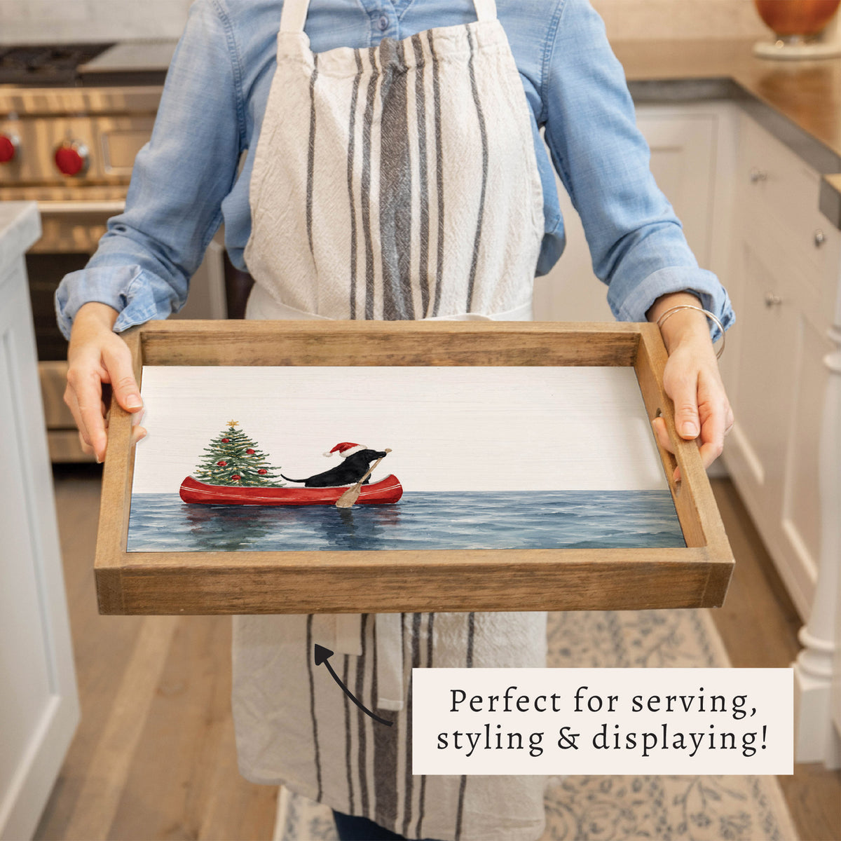 Christmas Dog Canoe Serving Tray