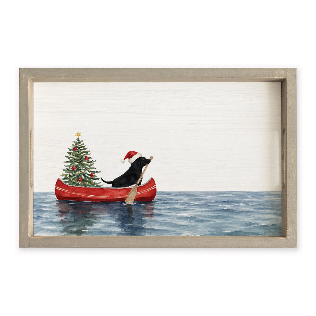 Christmas Dog Canoe Serving Tray