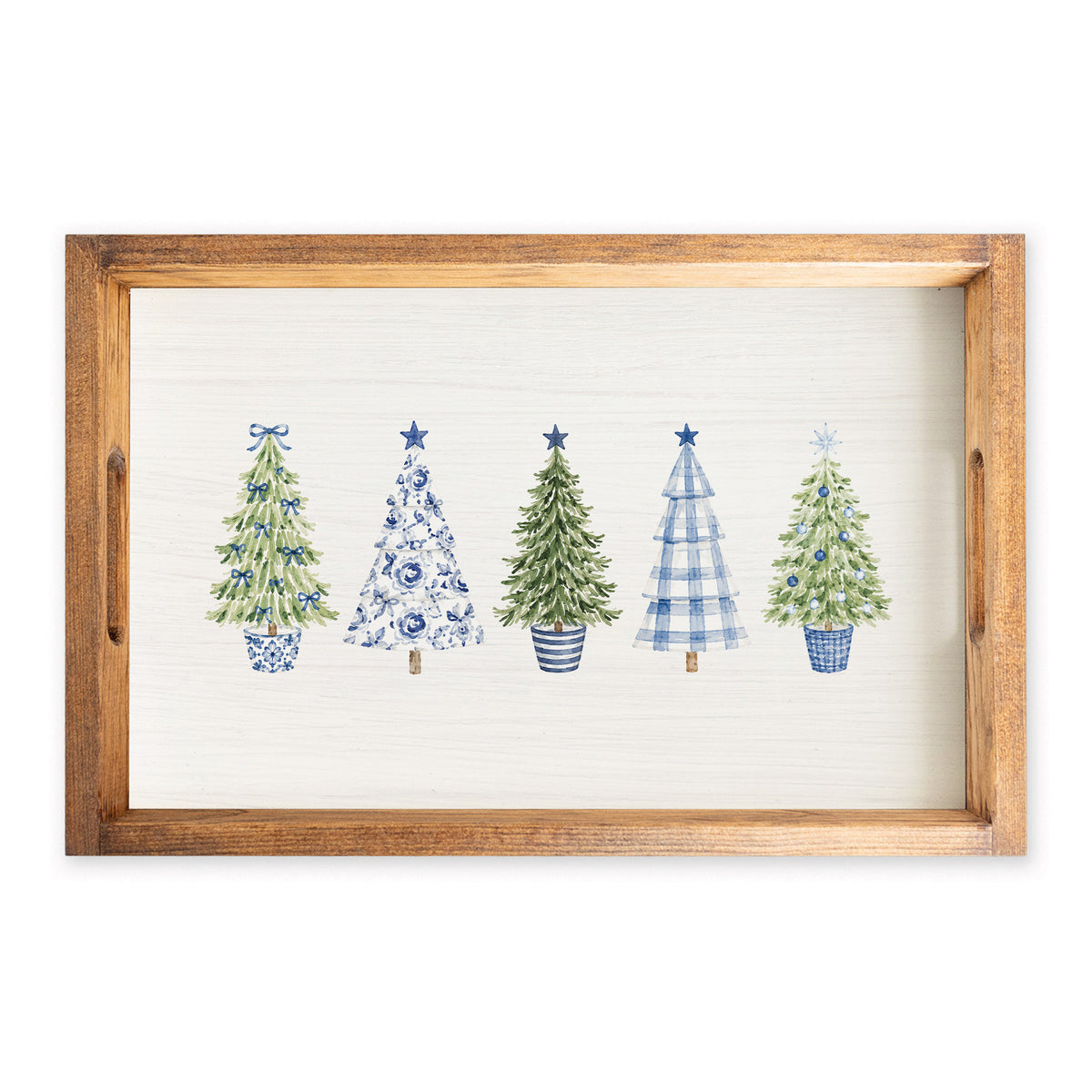 Coastal Cottage Christmas Trees Serving Tray