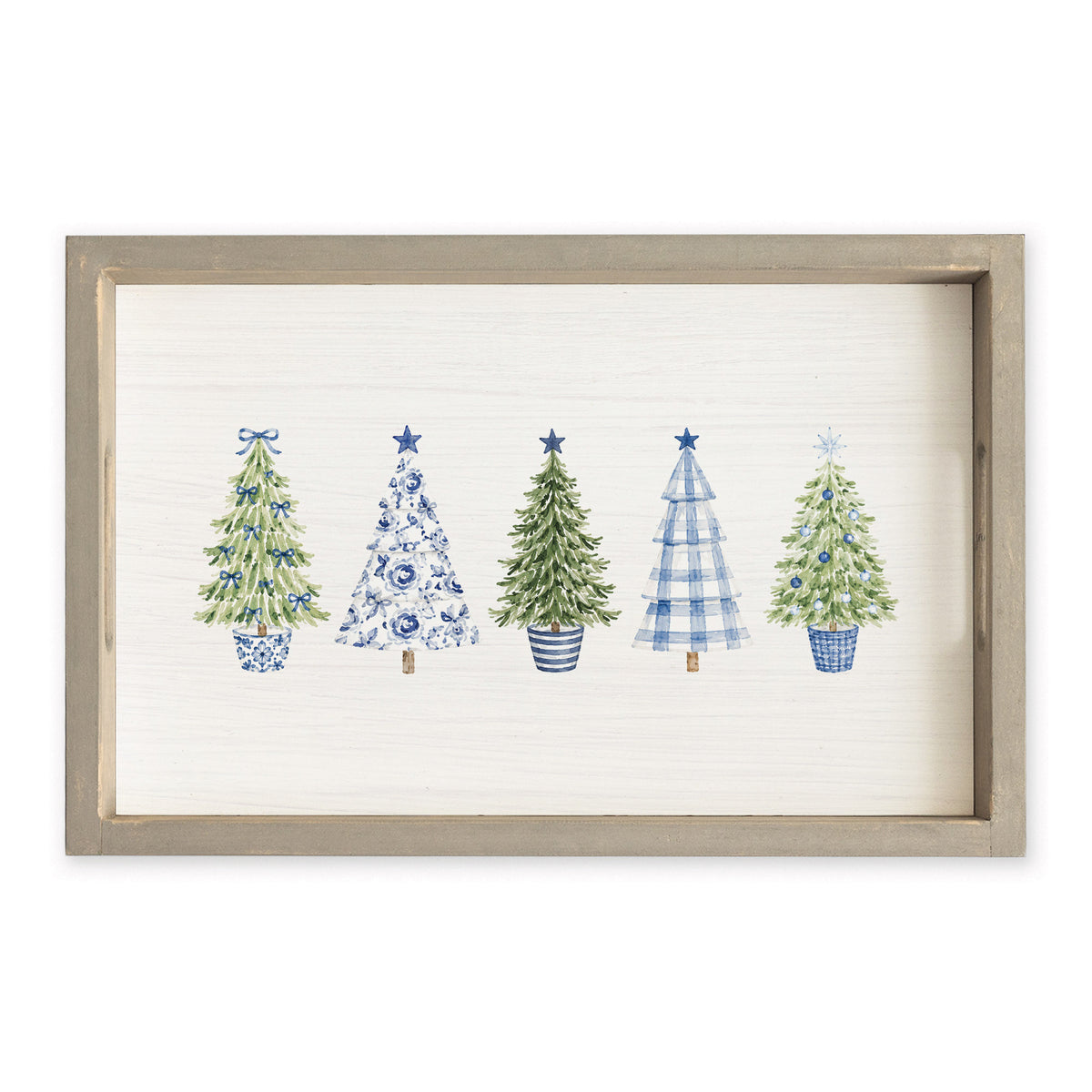Coastal Cottage Christmas Trees Serving Tray