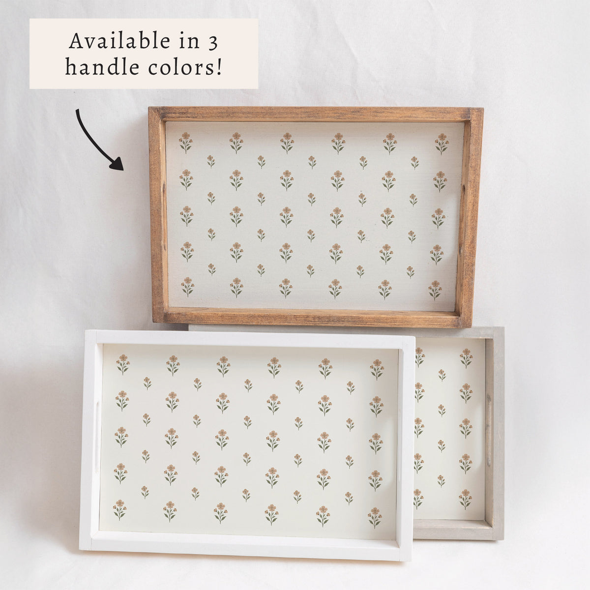 Floral Block Print Serving Tray