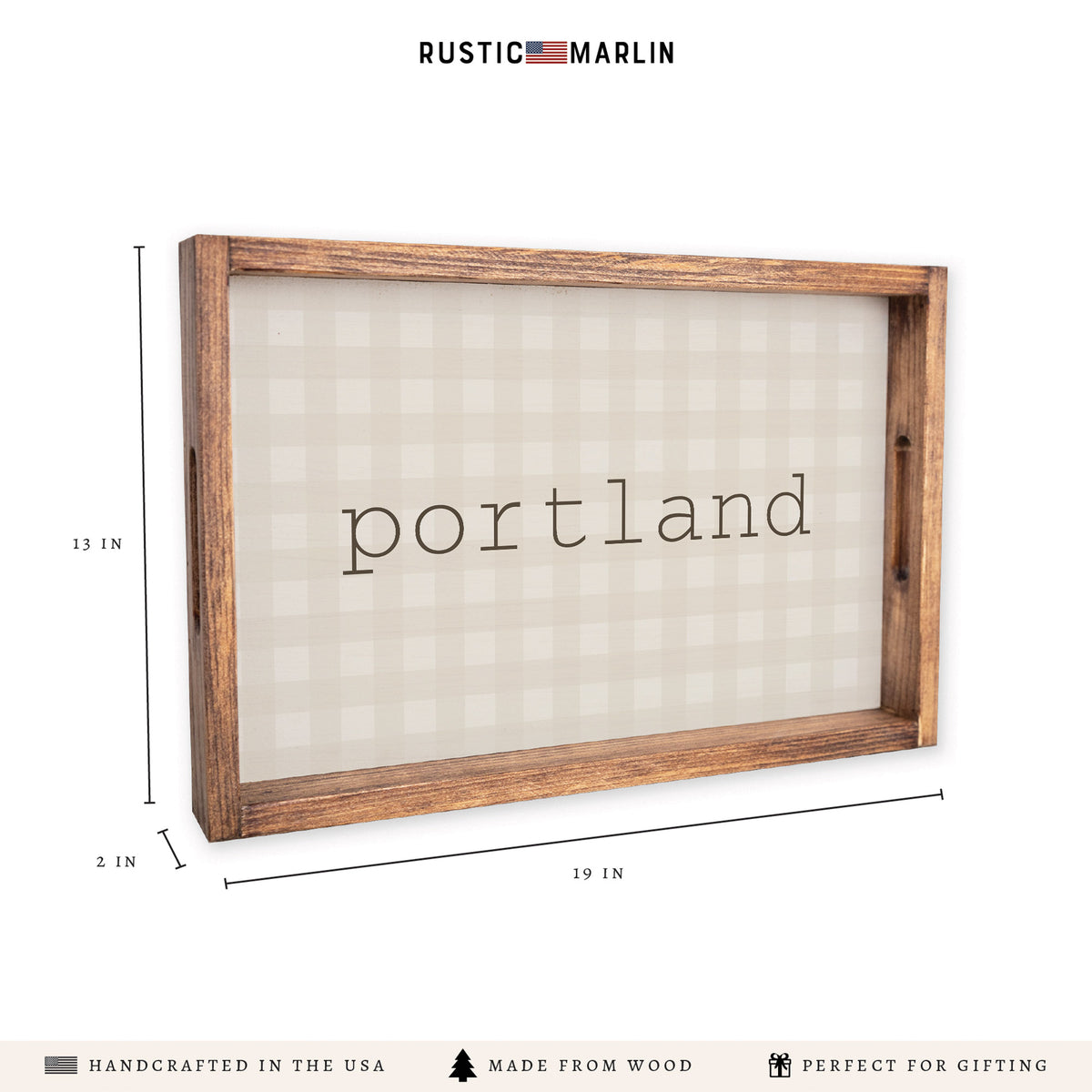 Brown Gingham Personalized Serving Tray