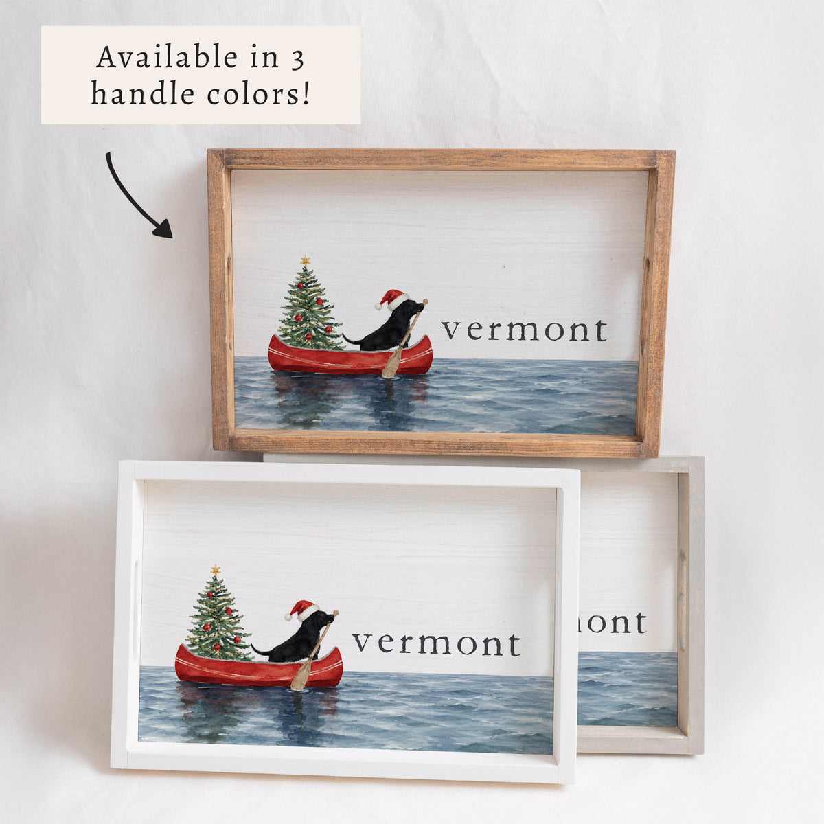 Christmas Dog Canoe Personalized Serving Tray