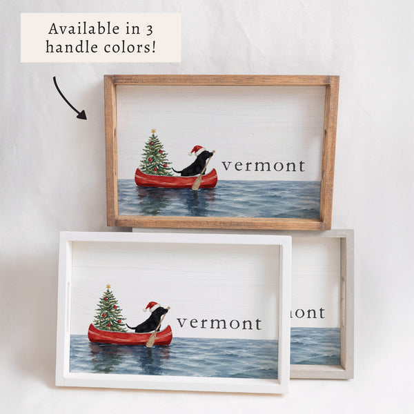 Christmas Dog Canoe Personalized Serving Tray