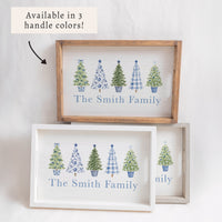 Coastal Cottage Christmas Trees Personalized Serving Tray