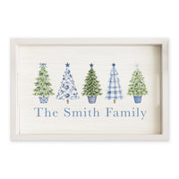 Coastal Cottage Christmas Trees Personalized Serving Tray