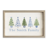 Coastal Cottage Christmas Trees Personalized Serving Tray