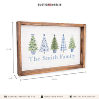 Coastal Cottage Christmas Trees Personalized Serving Tray