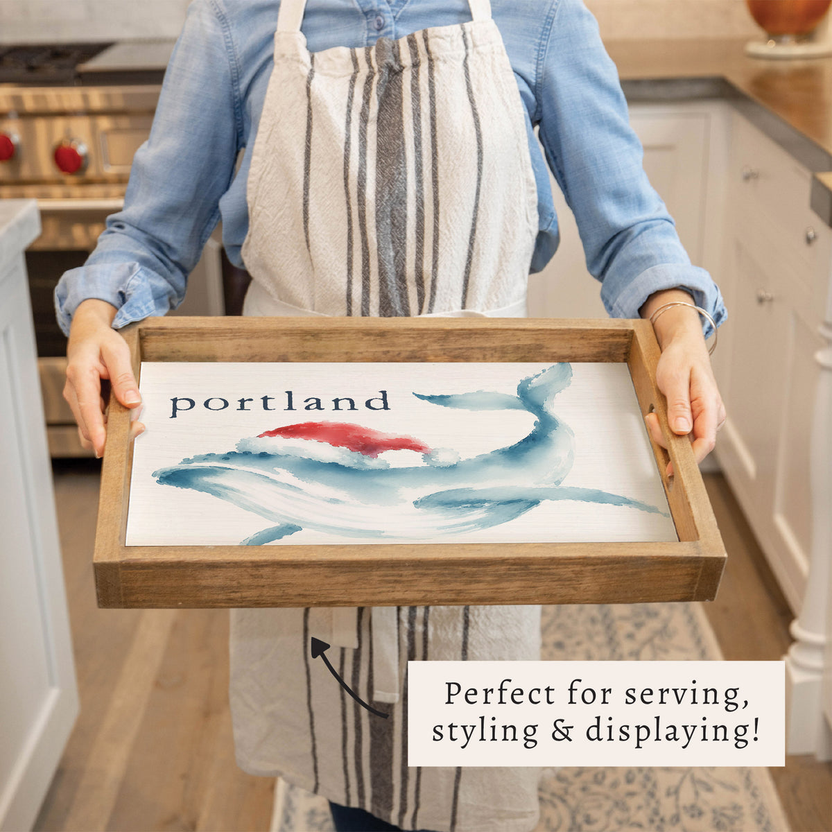 Holiday Whale Personalized Serving Tray