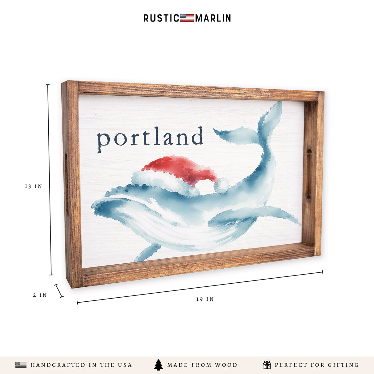 Holiday Whale Personalized Serving Tray