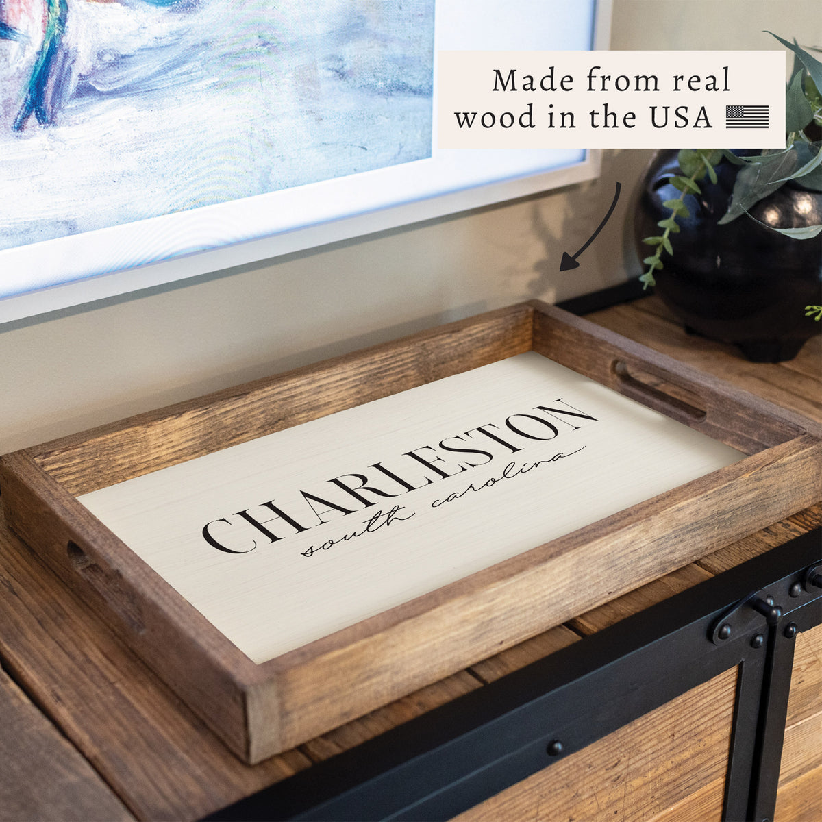 Serif Script Personalized Serving Tray