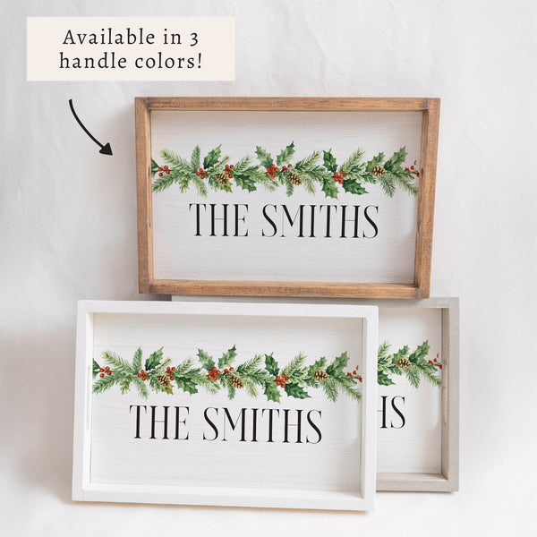 Holiday Greenery Personalized Serving Tray