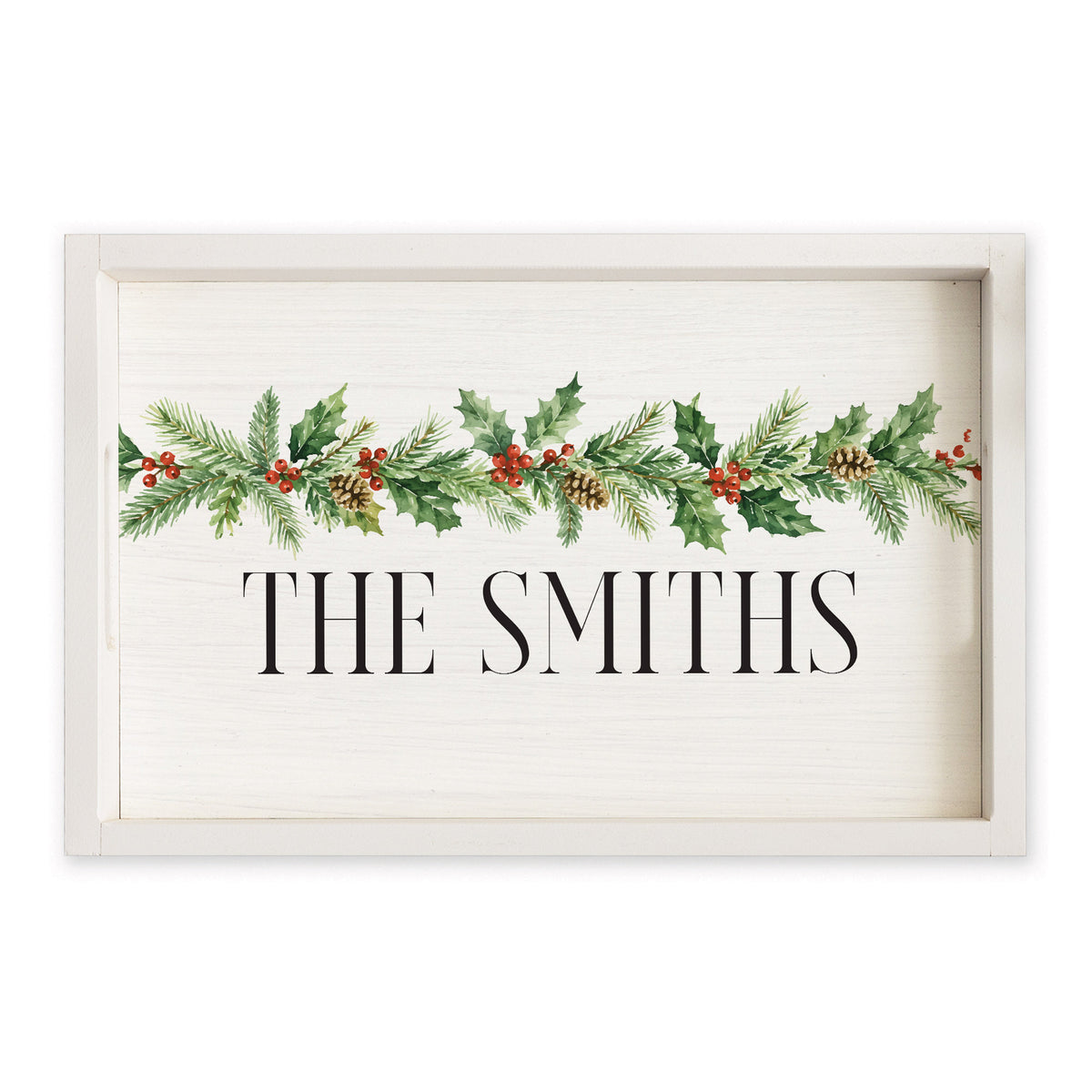 Holiday Greenery Personalized Serving Tray