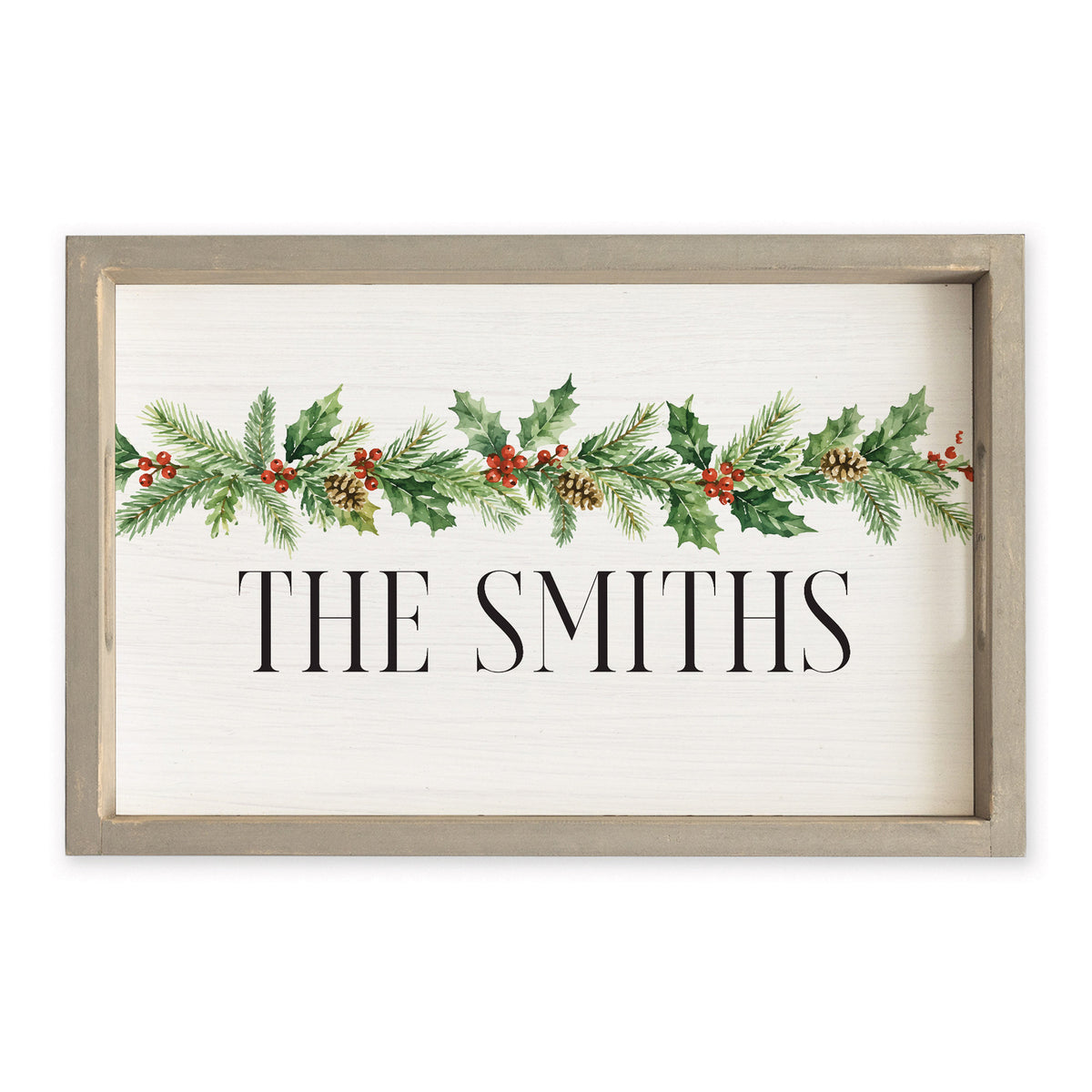Holiday Greenery Personalized Serving Tray