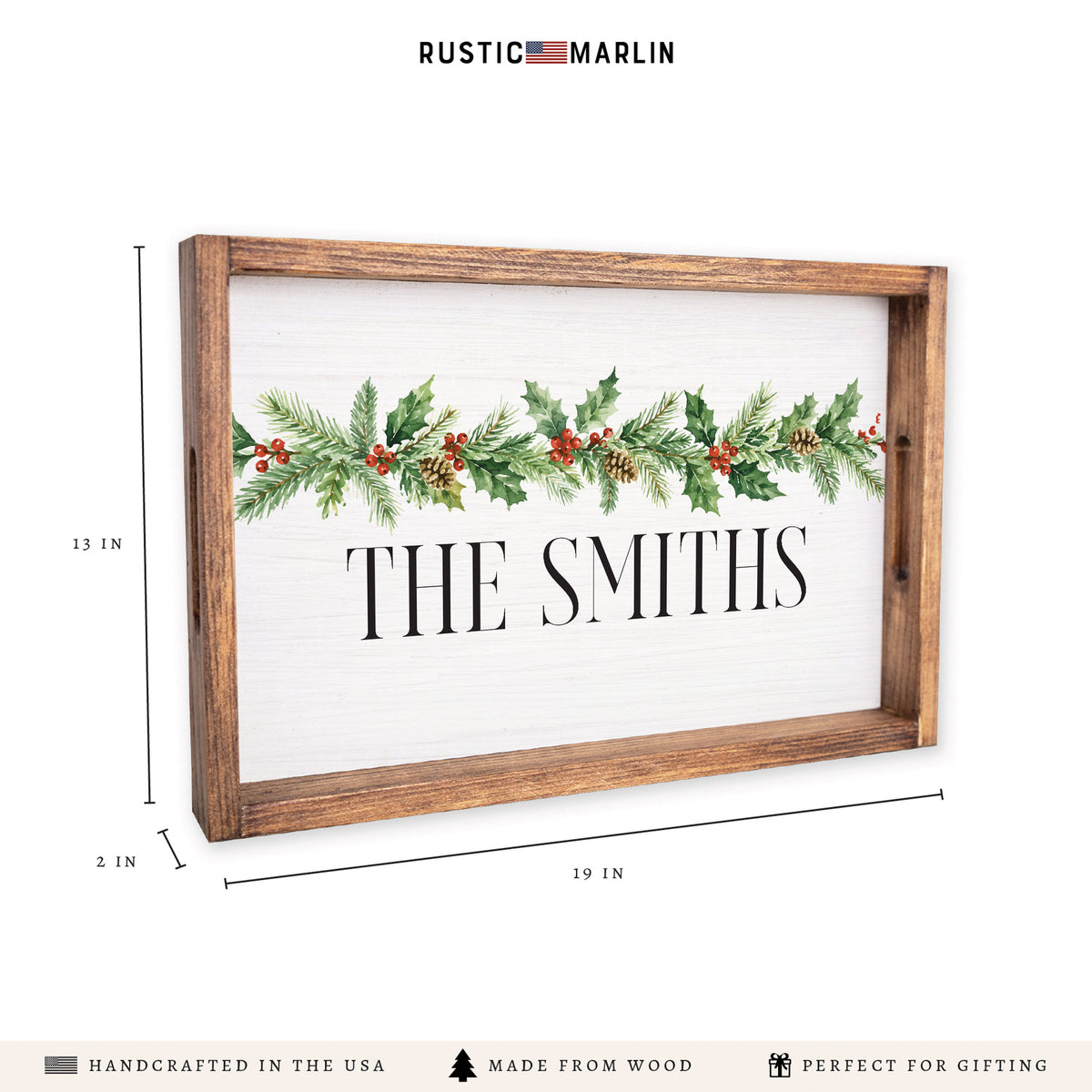 Holiday Greenery Personalized Serving Tray