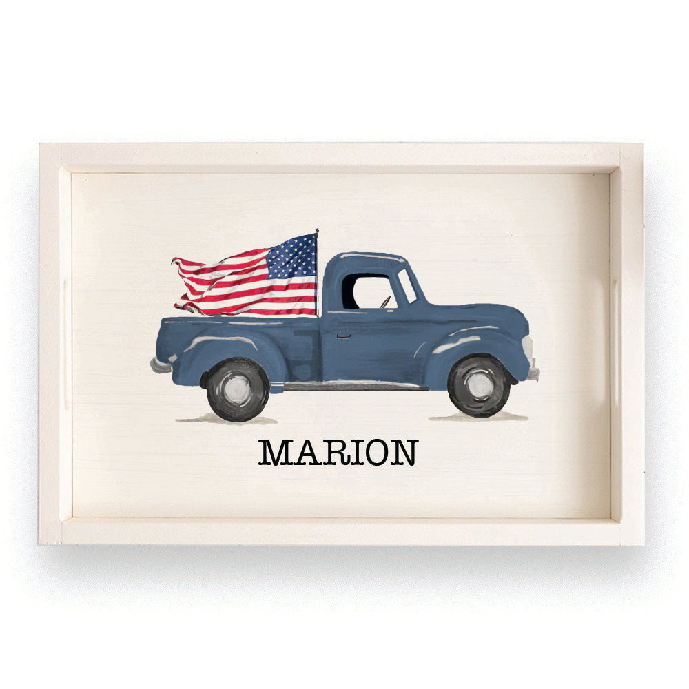 American Flag Truck Personalized Serving Tray