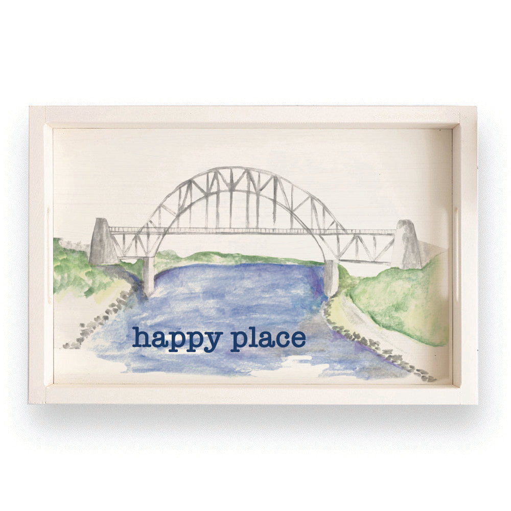 Watercolor Bridge Personalized Serving Tray