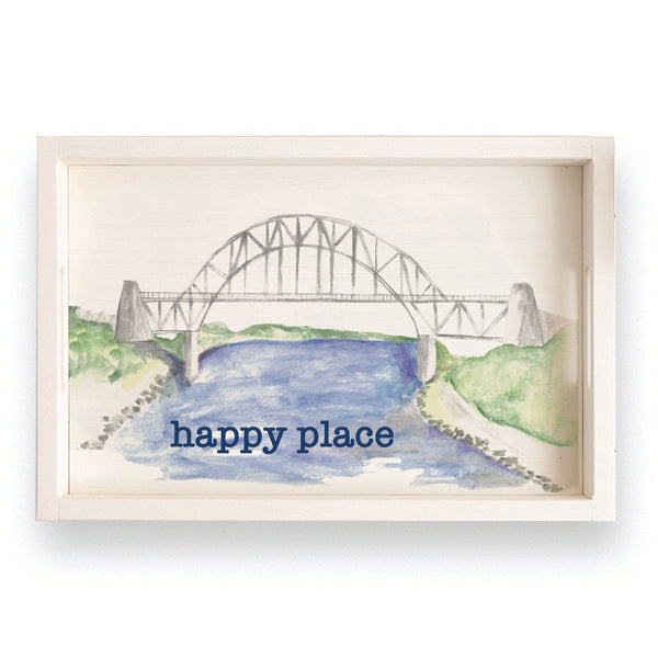 Watercolor Bridge Personalized Serving Tray