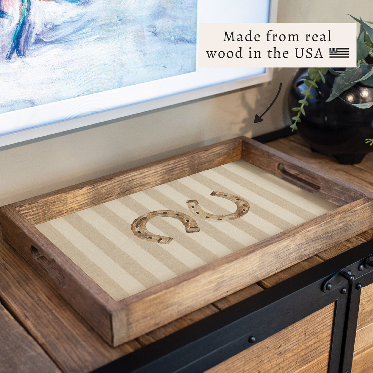 Horseshoe Stripe Serving Tray