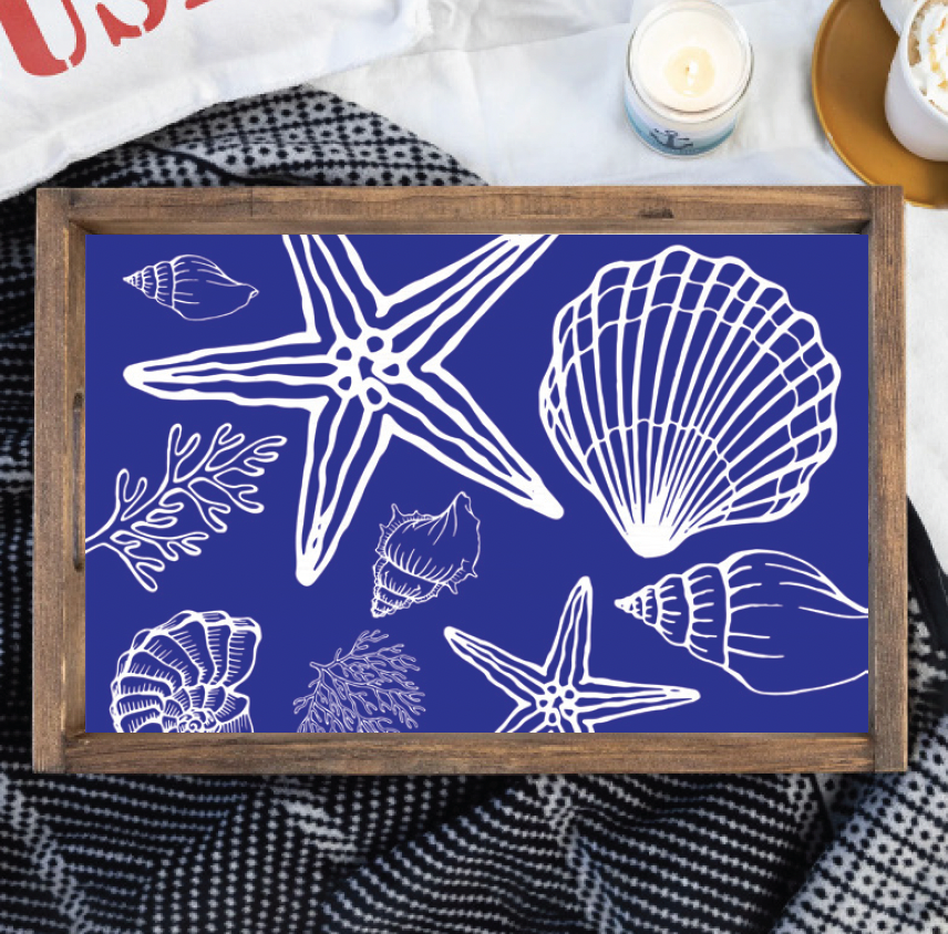 Sea Shells Wooden Serving Tray