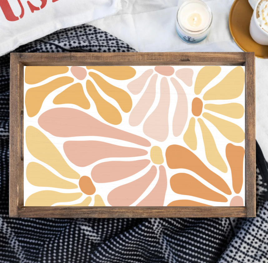 Boho Floral Wooden Serving Tray