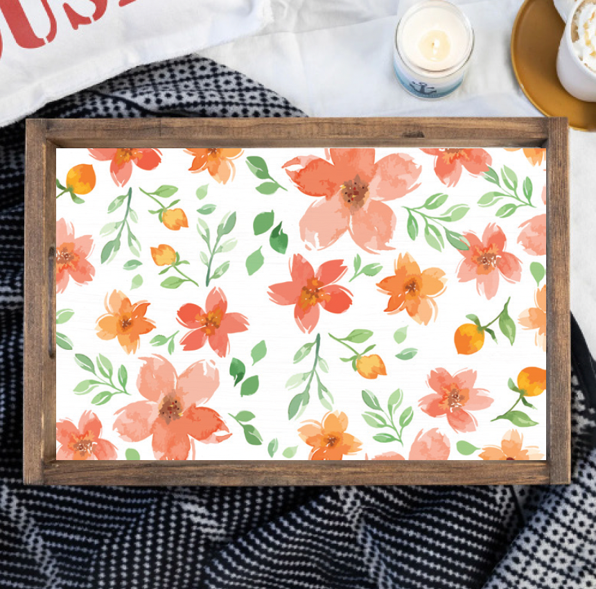 Floral Wooden Serving Tray