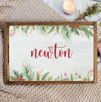 Holiday Wreath Personalized Serving Tray
