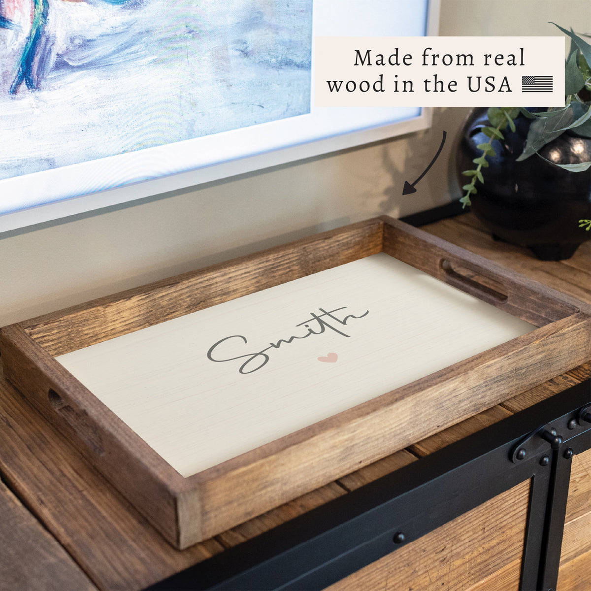 Script Heart Personalized Serving Tray