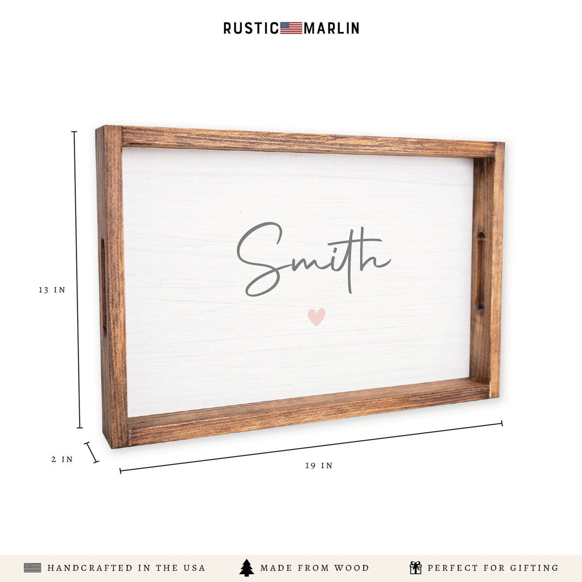 Script Heart Personalized Serving Tray