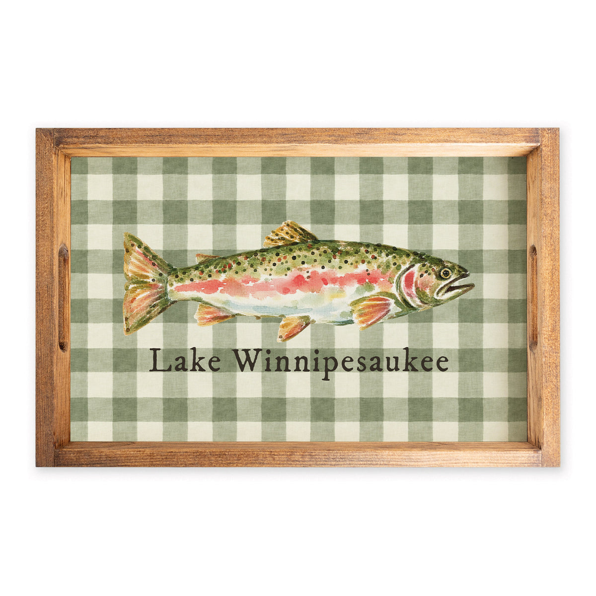 Trout Gingham Personalized Serving Tray