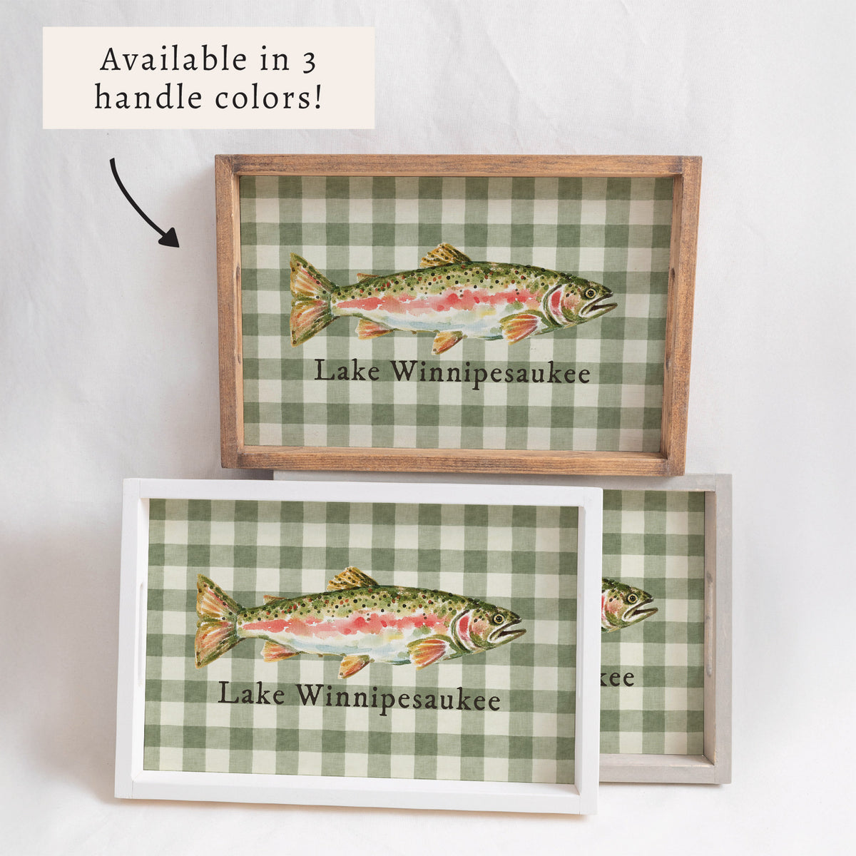 Trout Gingham Personalized Serving Tray