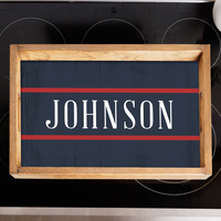 Navy/Red Stripe Personalized Wooden Serving Tray