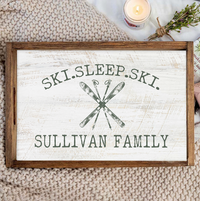Ski Sleep Ski Personalized Wooden Serving Tray