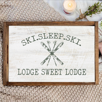 Ski Sleep Ski Personalized Wooden Serving Tray