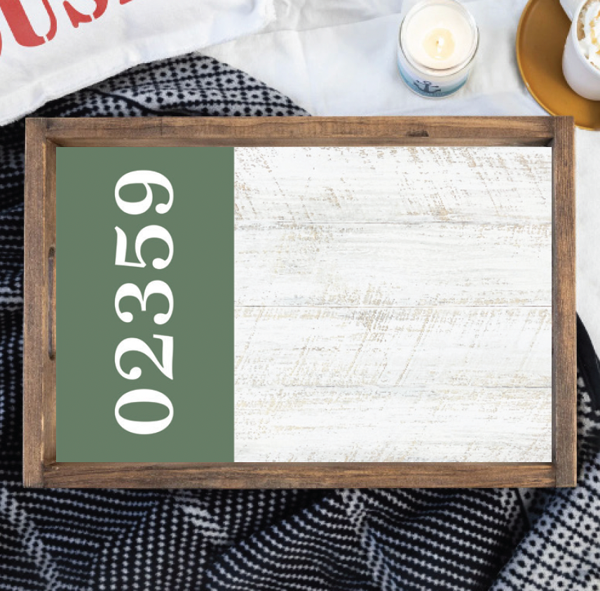 Personalized Horizontal Zip Code Wooden Serving Tray