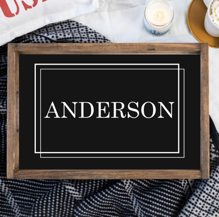 Personalized Black Your Word Wooden Serving Tray
