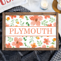 Floral Personalized Wooden Serving Tray
